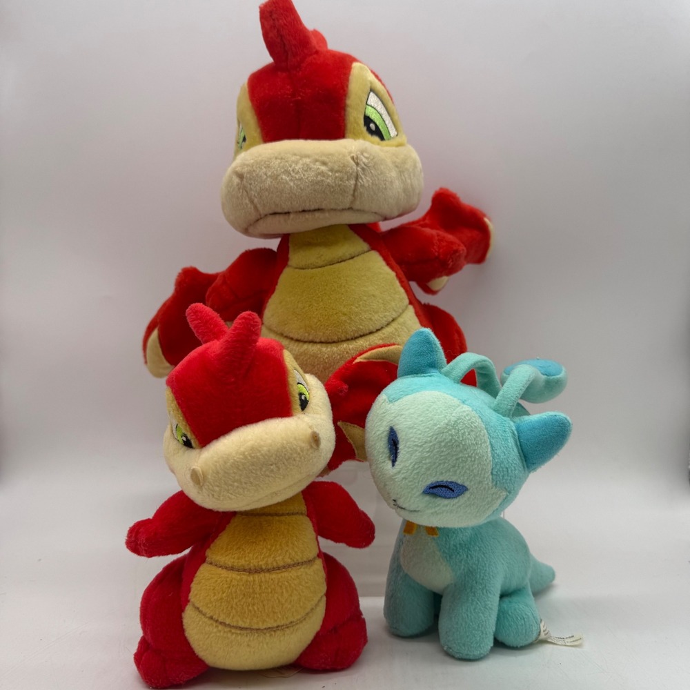Neopets Plush Toy Bundle Red Blue Scorchio Aisha Set